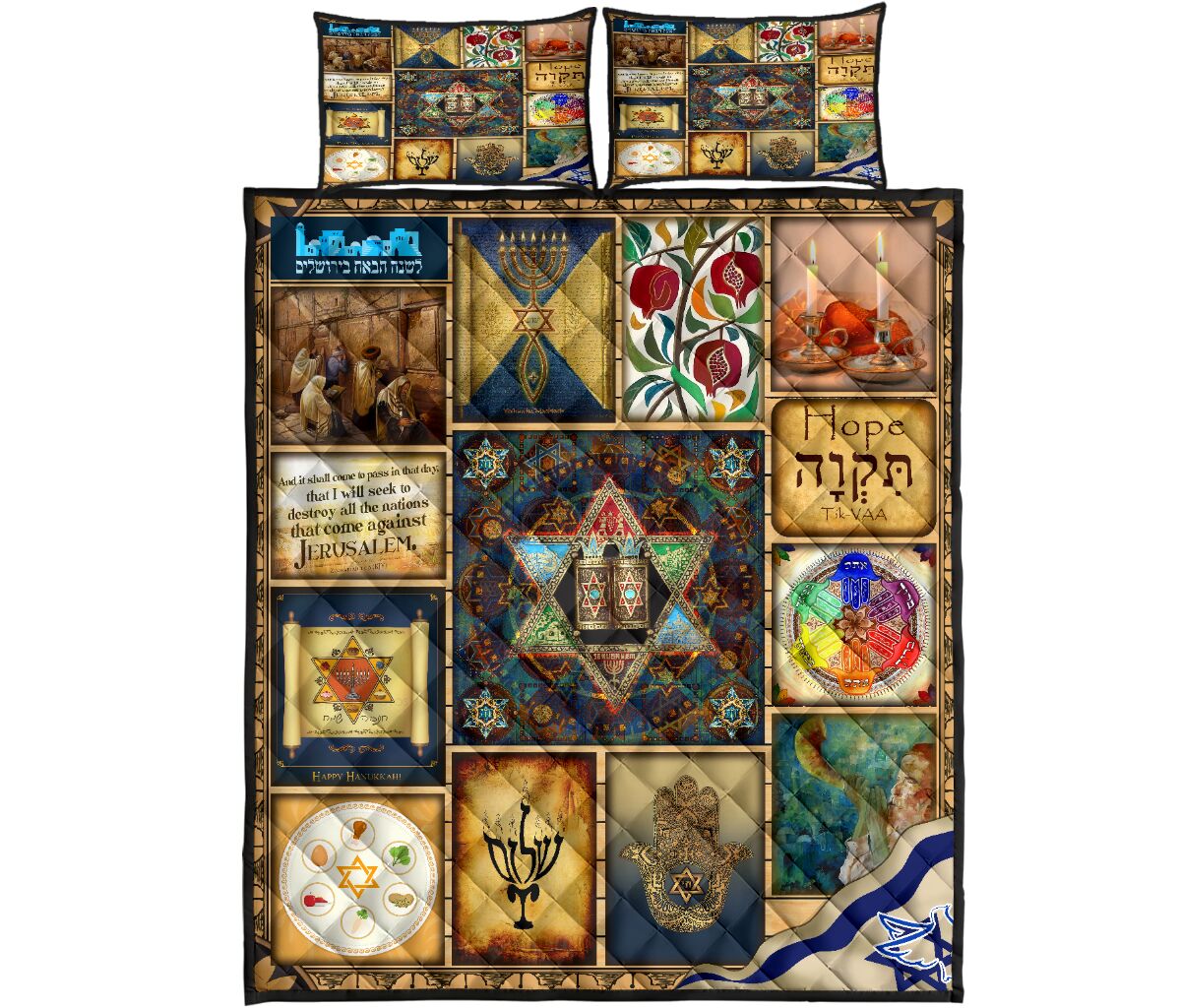 Jewish Star of David Quilt Bedding Set Pi081006S1 - Amaze Style™-Quilt