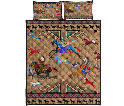 Native American Horses Pattern Quilt Bedding Set MP226S1 - Amaze Style™-Quilt