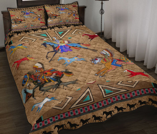 Native American Horses Pattern Quilt Bedding Set MP226S1 - Amaze Style™-Quilt