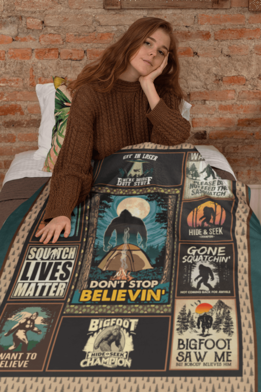 Custom Blanket Big Foot Believer - Sherpa Blanket DL
