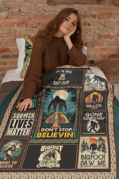 Custom Blanket Big Foot Believer - Sherpa Blanket DL