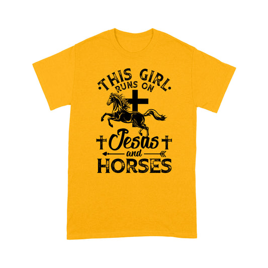Horse T-shirt This Girl Runs On Jesus And Horses MEI
