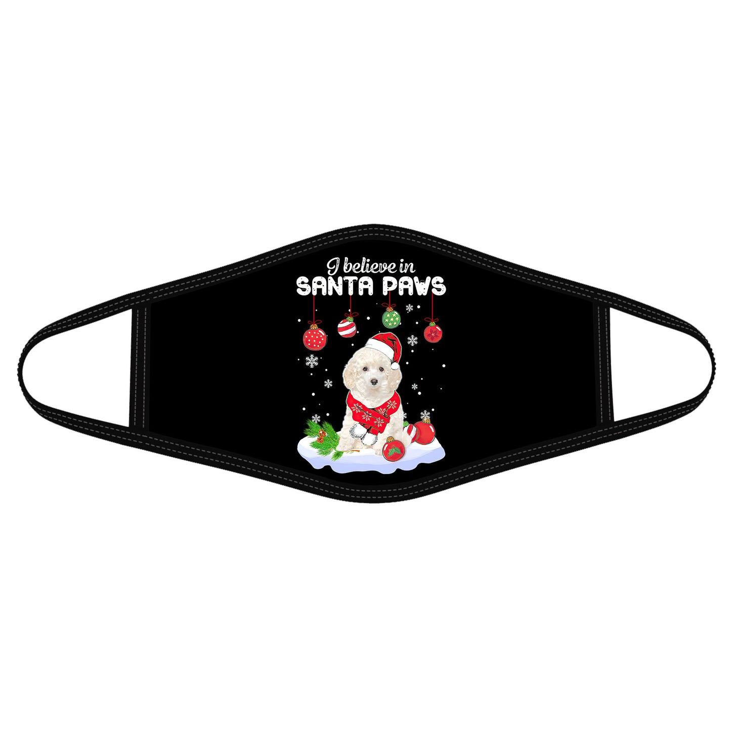 Dog Mask I Believe In Santa Paws Poodle Christmas Polyblend Face Mask HG