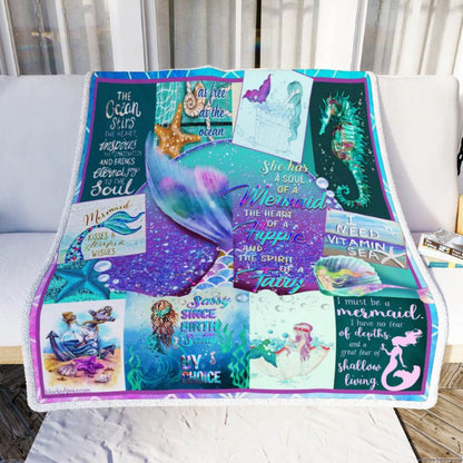Custom Blanket Mermaid Soul - Mermaid Sherpa Blanket DL