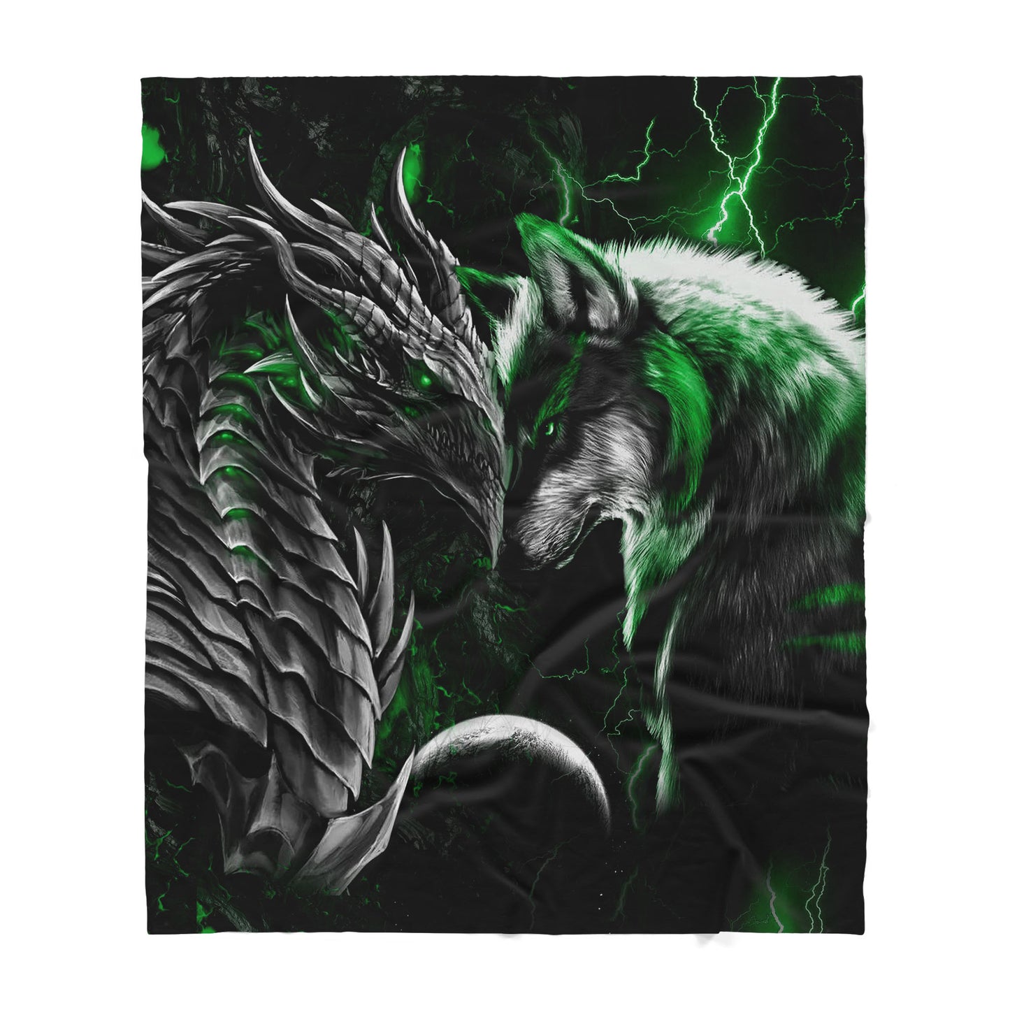 Custom Blanket Dragon and Wolf - Gift For My Family - Sherpa Blanket HG
