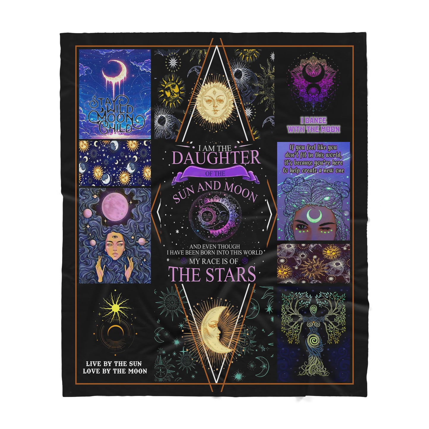 Custom Sherpa Blanket Wicca Sun Moon MEI