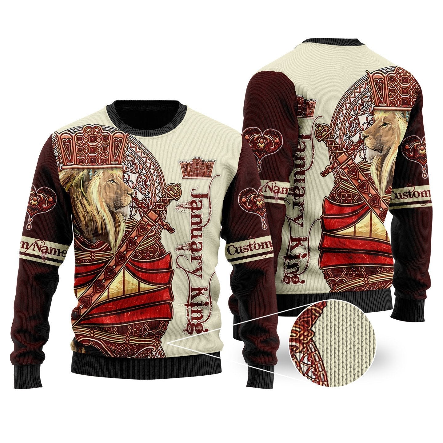 Custom Name January King Lion 3D All Over Printed Unisex Shirts