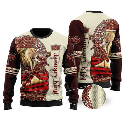 Custom Name January King Lion 3D All Over Printed Unisex Shirts