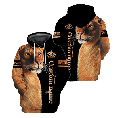 Custom Name Lion Queen 3D All Over Printed Shirt for Women