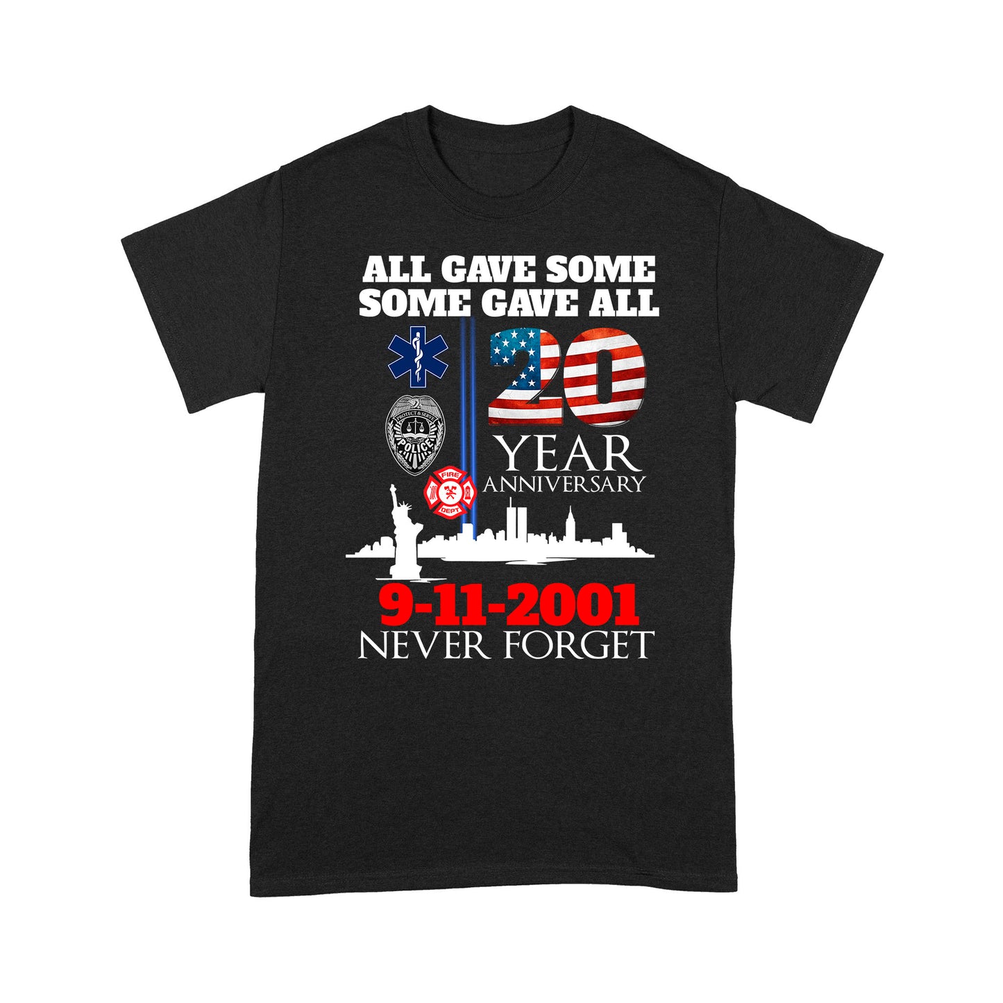 Never Forget 20th Anniversary V-Neck T-Shirt, Best Gifts For Police Officers