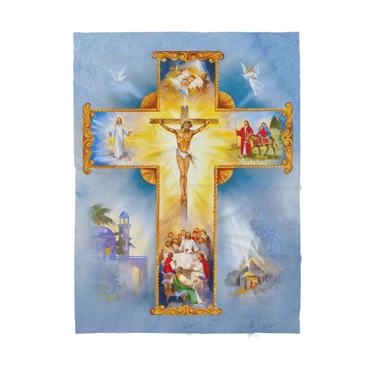 Premium Christian Jesus Cross Blanket - Best gift for Christian - sherpa blanket TT