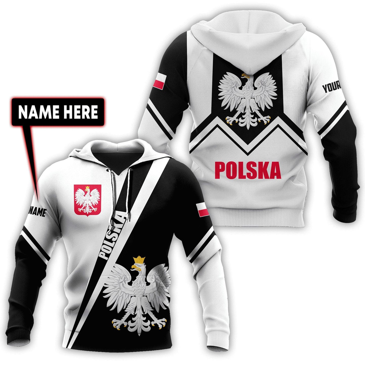 Personalized Polska 3D All Over Printed Unisex Hoodie