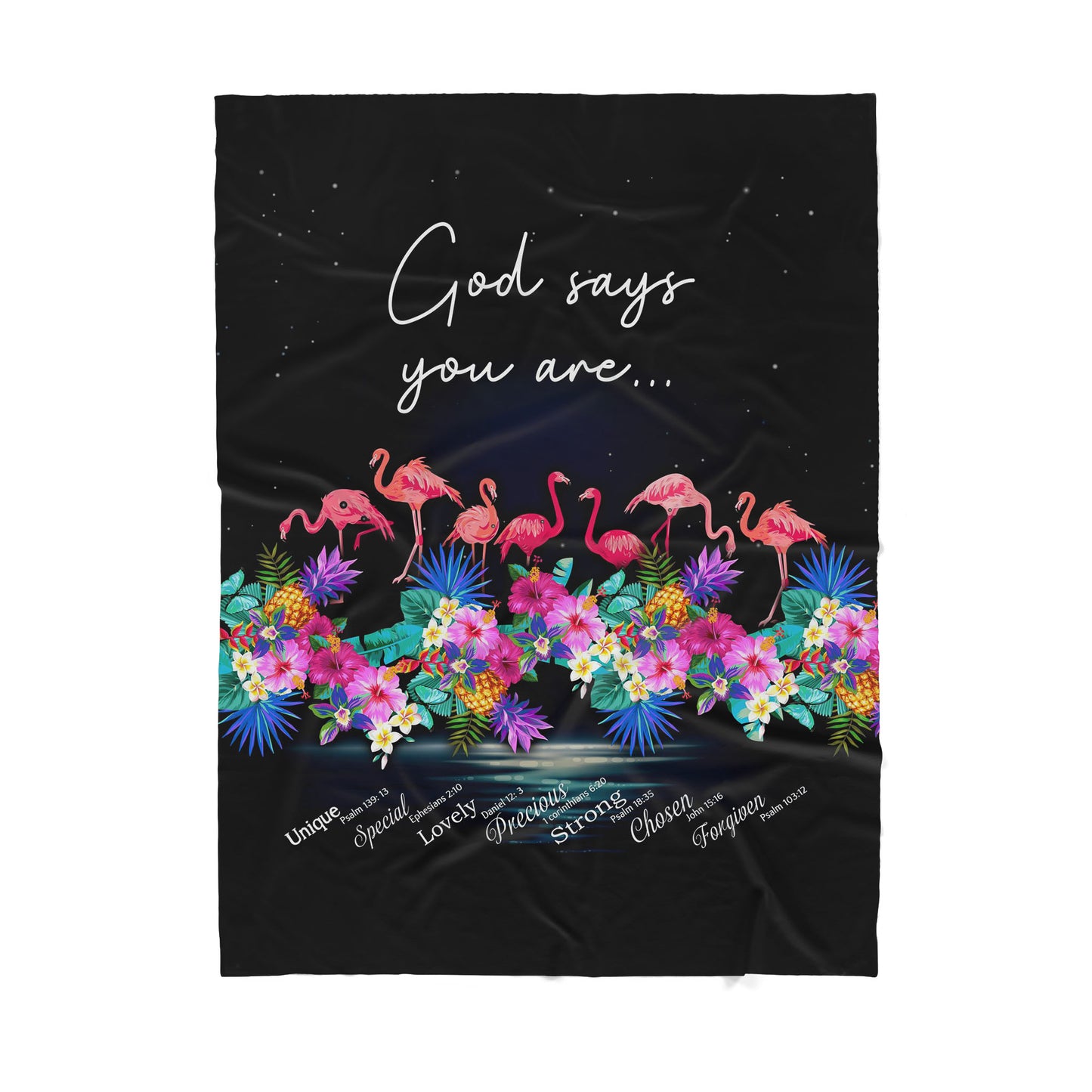 Custom Blanket Tropical Flamingo God Says You Are Sherpa Blanket MEI