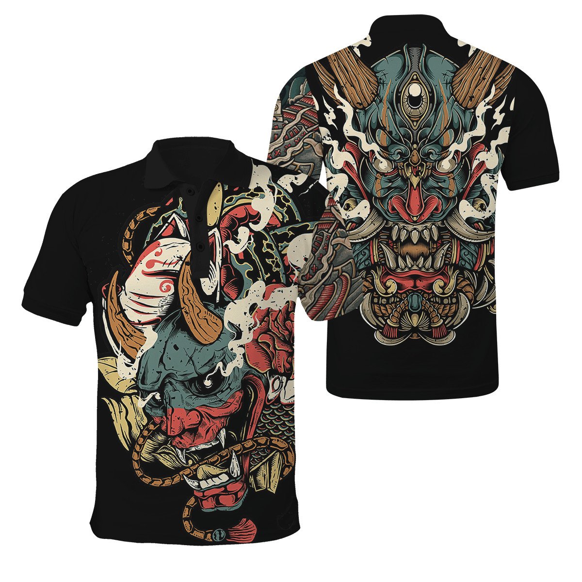 Oni Mask Tattoo 3D Over Printed Shirt for Men and Women