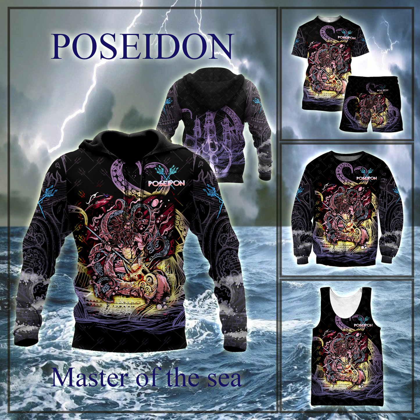 Poseidon Master of the sea Over 3D Printed MH270520-ML - Amaze Style™-Apparel