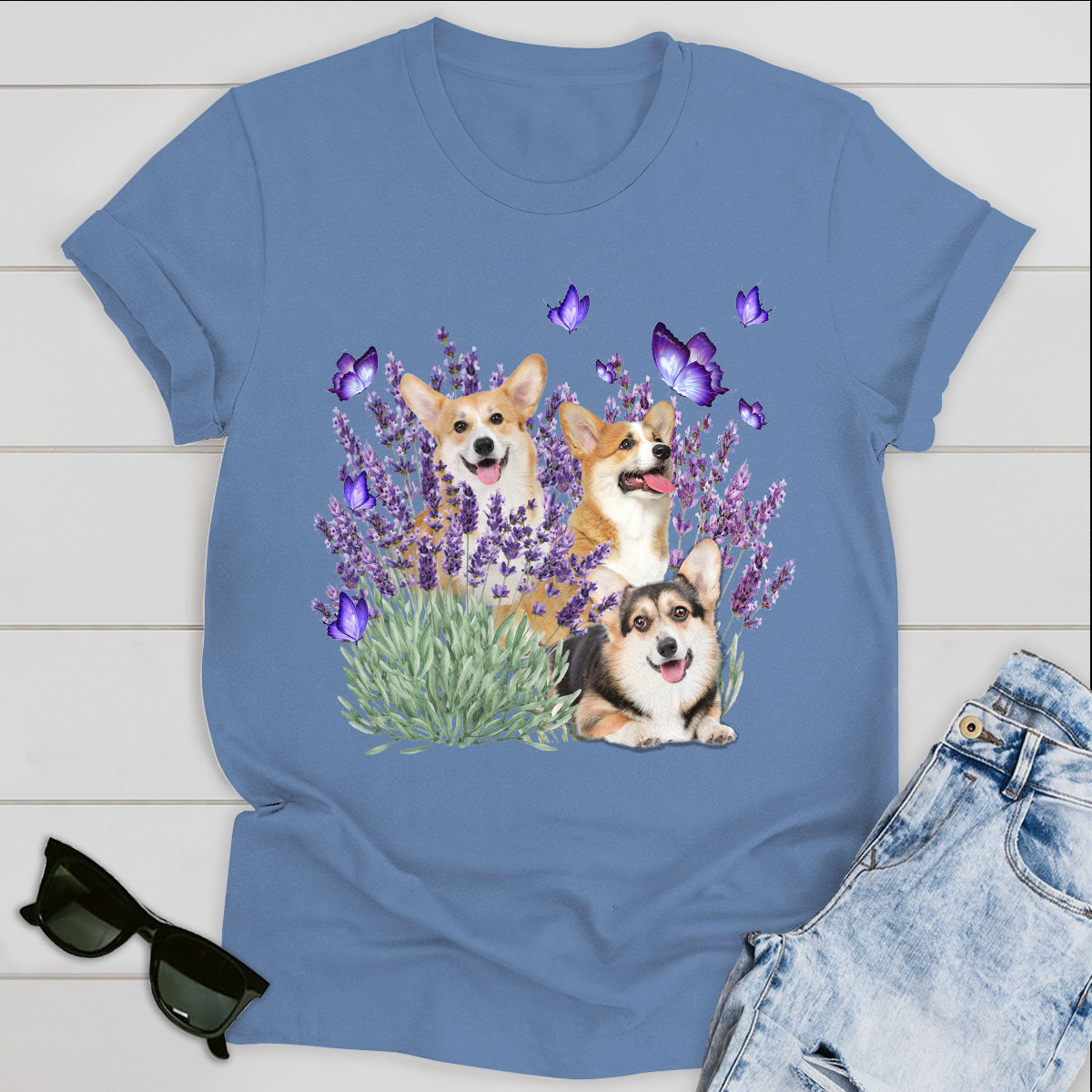 Corgi And Gorgeous Purple Flower For Corgi lover Dog Lover Classic T-Shirt