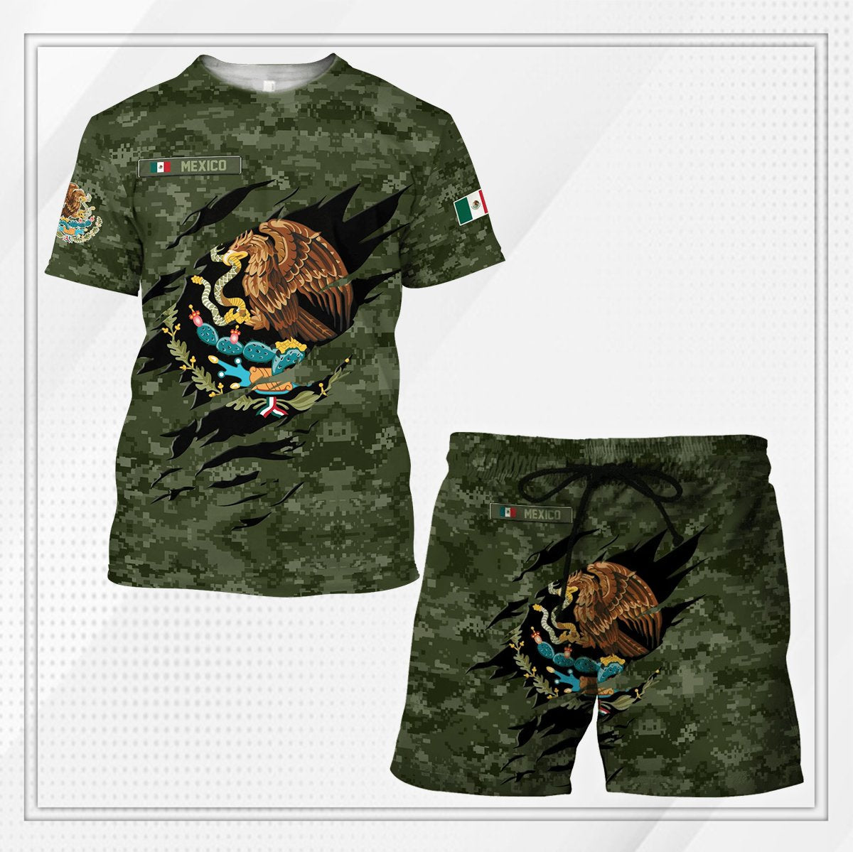 Mexico Combo T-shirt and Short 3D All Over Printed no9