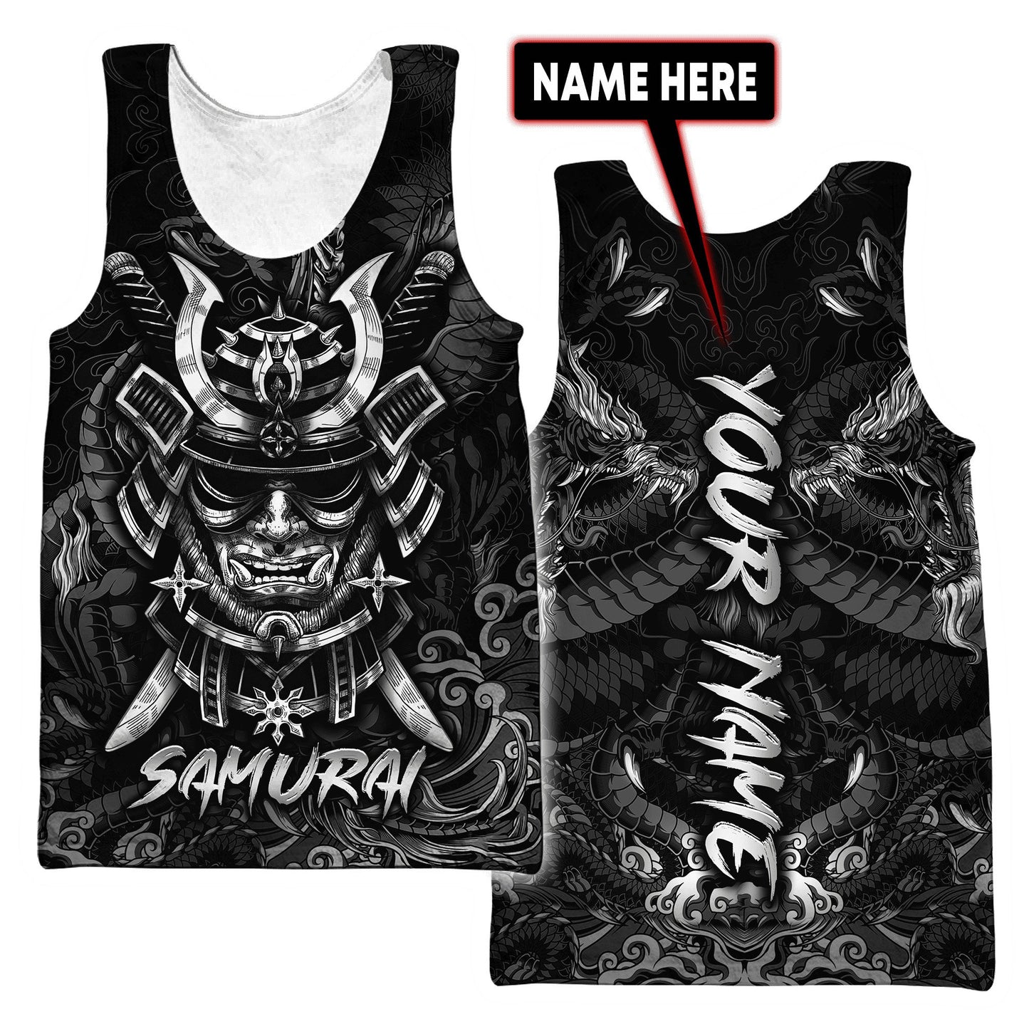 Custom Name Samurai Mask 3D All Over Printed Unisex Shirts