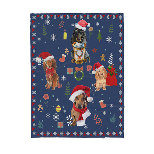 Custom Blanket Dachshund - Gift For Dog Mom - Sherpa Blanket DL