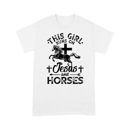 Horse T-shirt This Girl Runs On Jesus And Horses MEI