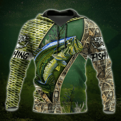 Bass Fishing Real Painting camo 3D print shirts