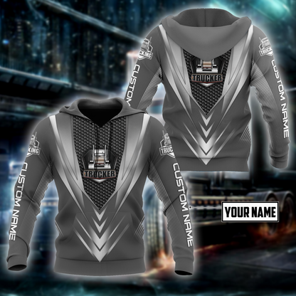 Premium Truck Driver Unisex 3D All Over Printed Grey Shirts MEI