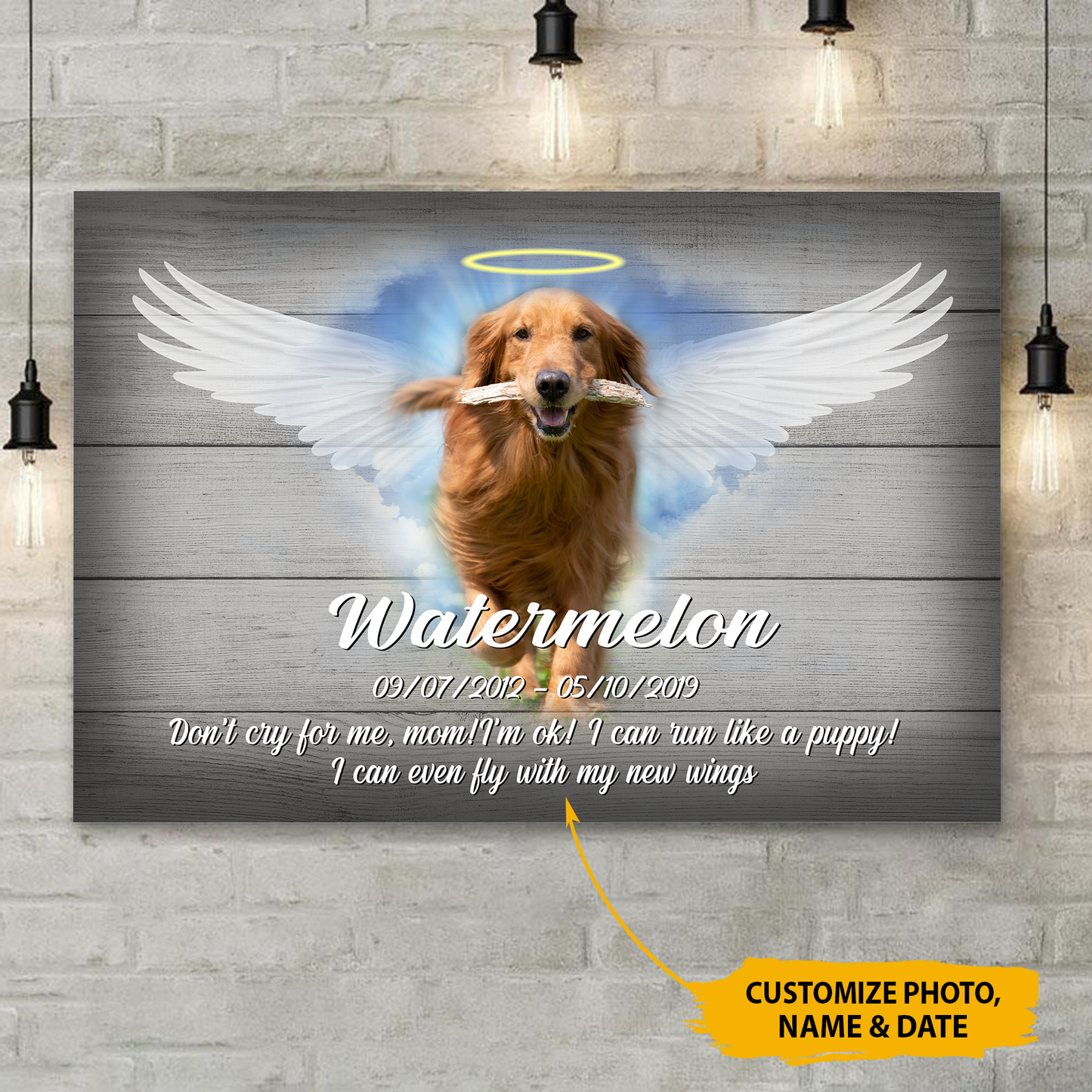 Don’t Cry For Me Mom! I’m ok!! I Can Run Like a Puppy! Customized  Pet Picture Frame Canvas Poster Memorial Gifts