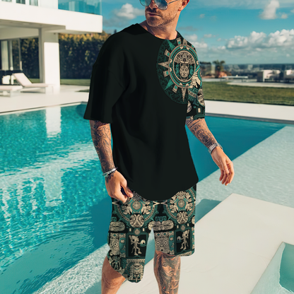 Aztec Mexican Blue 3D All Over Printed Unisex Shirts no1