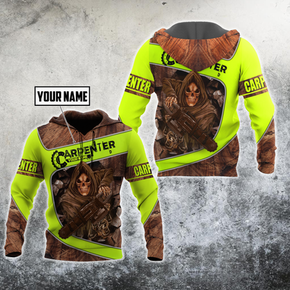 Personalized Name Carpenter 3D All Over Printed Unisex Shirts Wood Pattern