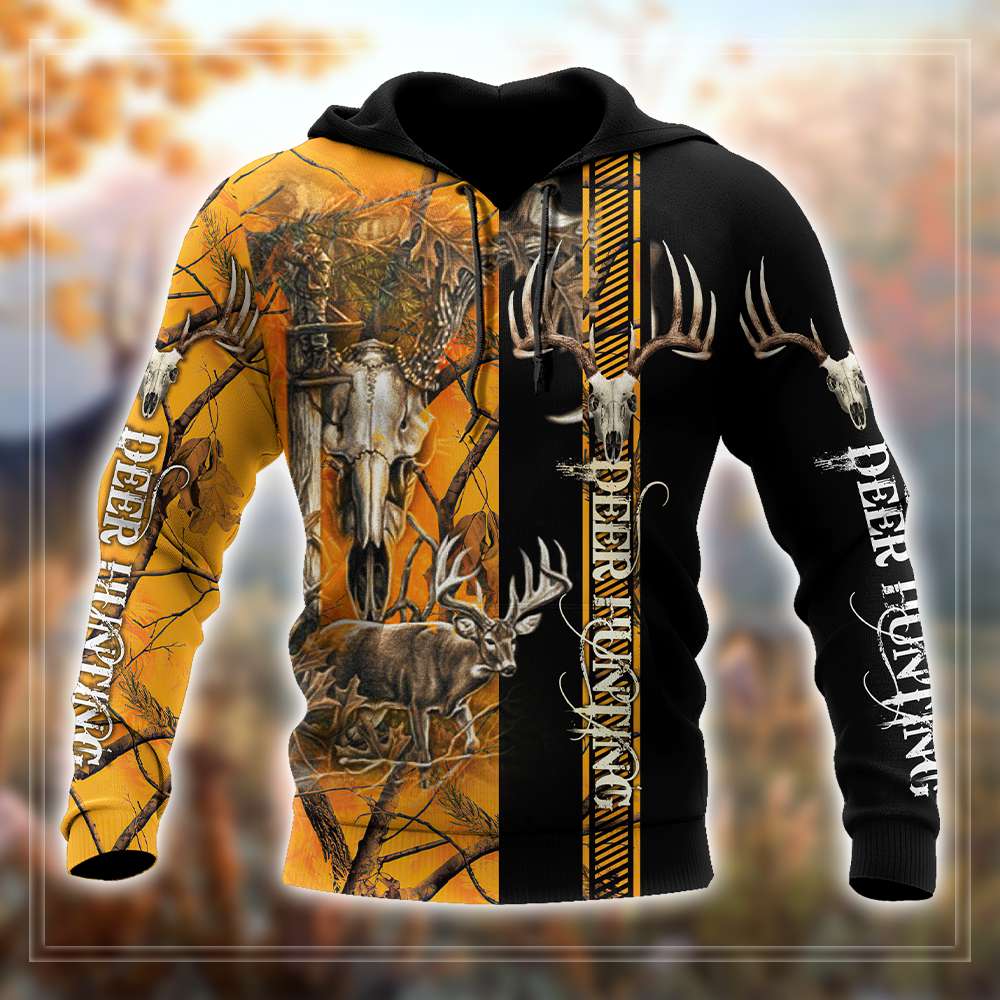Personalized Name Deer Hunting 3D Printed Unisex Shirts Orange Camo Ver 6