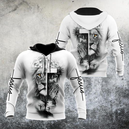 Jesus Christ and Lion Cross 3D Printed Hoodie, T-Shirt for Men and Women