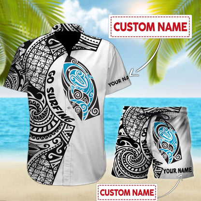Amazing Polynesian Go Surfing Hawaii Shirt Combo With Short