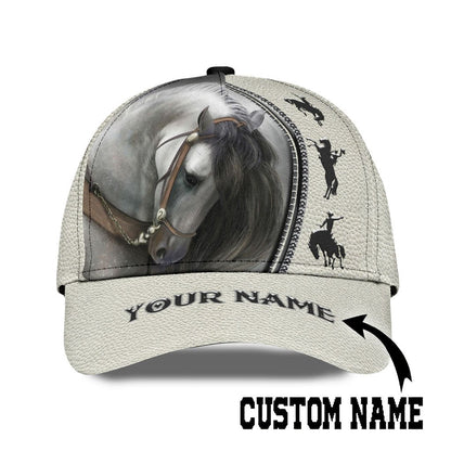 Personalized Name Rodeo Classic Cap Horse Riding Art White
