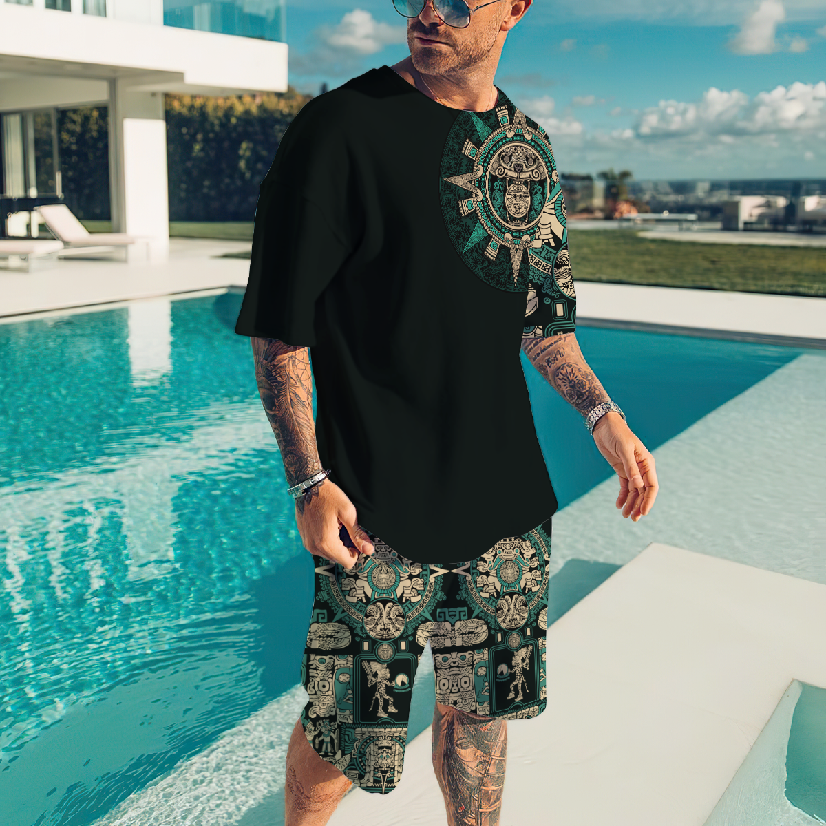 Aztec Mexican Combo T-shirt and Short 3D All Over Printed