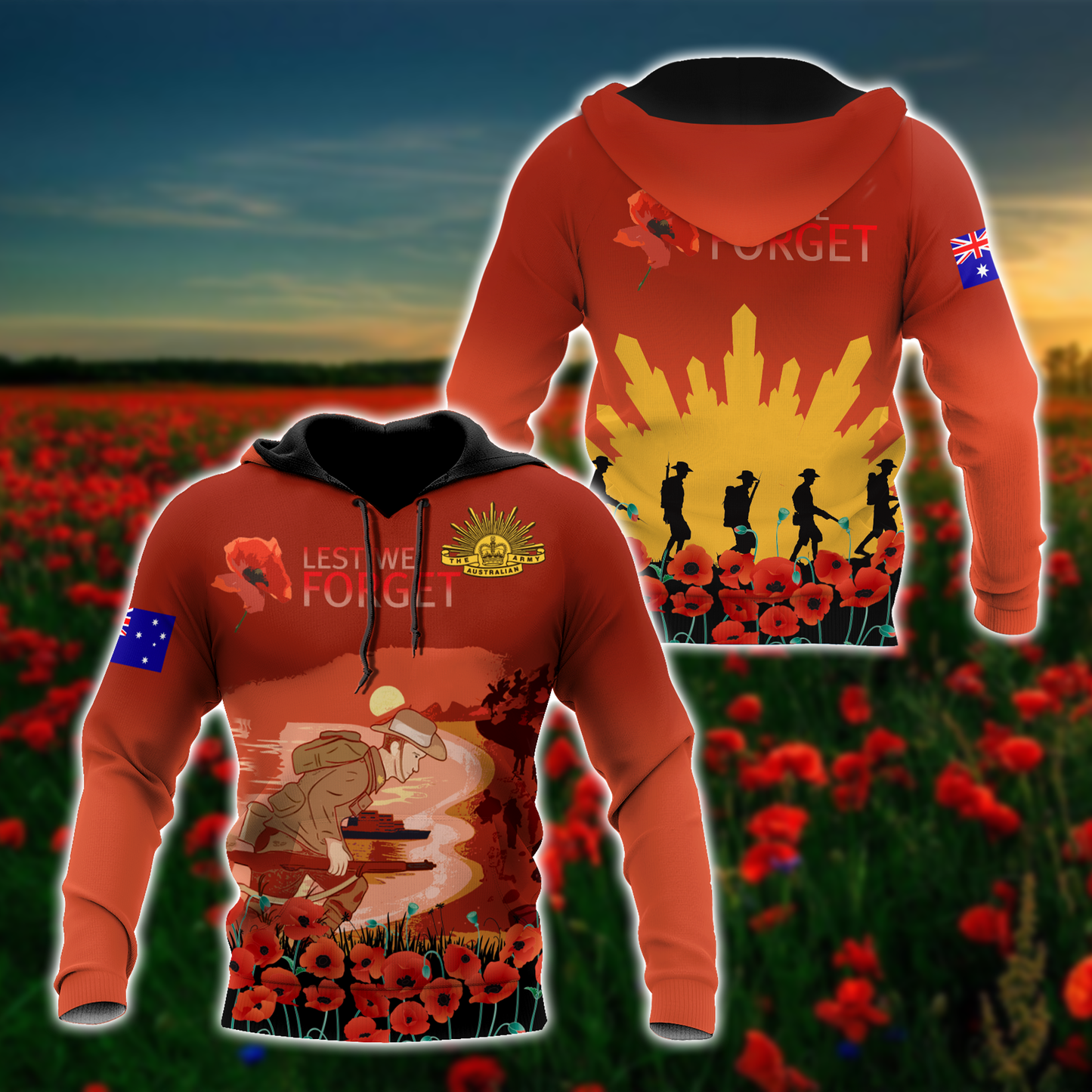 Premium Unisex Hoodie Remember Anzac Day ML