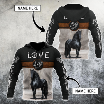 Personalized Name Friesian Horse Lovers 3D All Over Printed Unisex Shirts