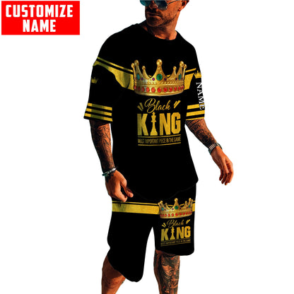 African Culture Personalize Name Black King Combo Tshirt And Boardshort ML