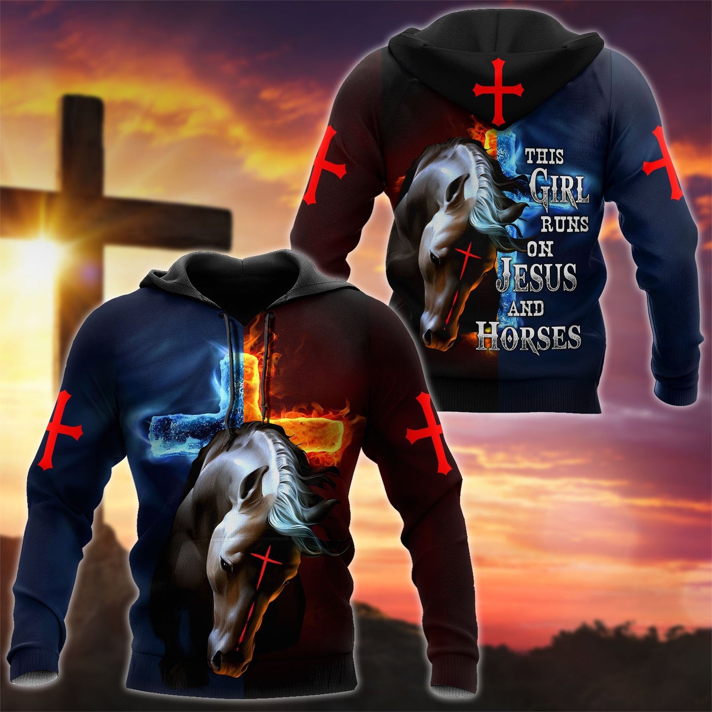 Horse And Jesus 3D All Over Printed Shirts For Men And Women