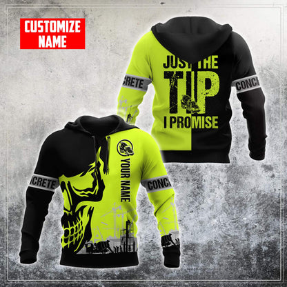 Concrete Finisher Site Skull Green Safety Custom name 3D Printed Shirts