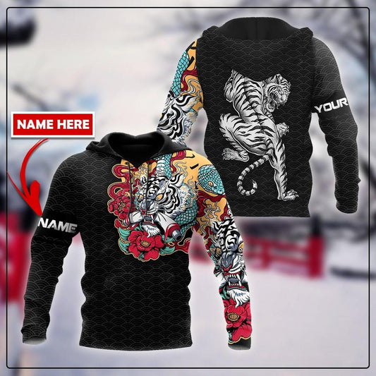 Custom Name Japanese Tiger 3D All Over Printed Unisex Shirts