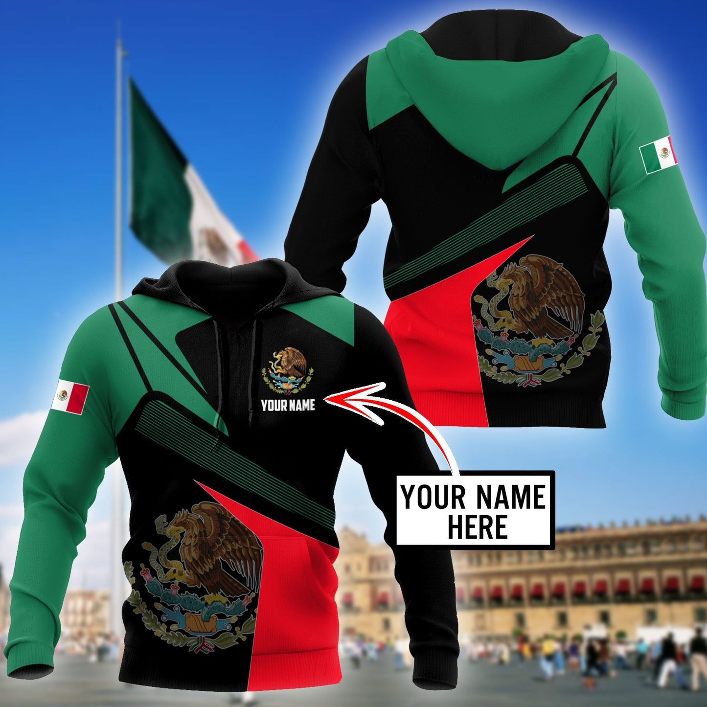 Personalized Mexico 3D All Over Printed Hoodie