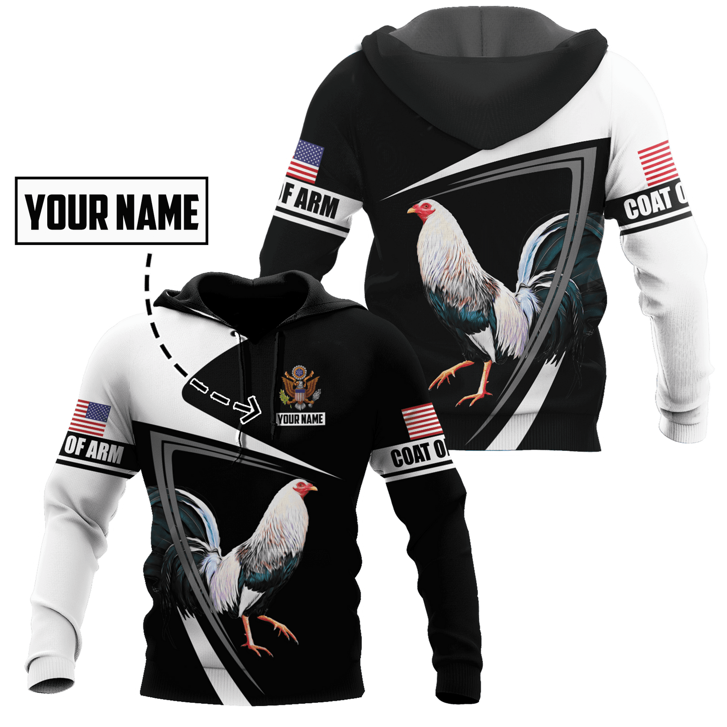 Personalized American Rooster 3D Printed Unisex Shirt