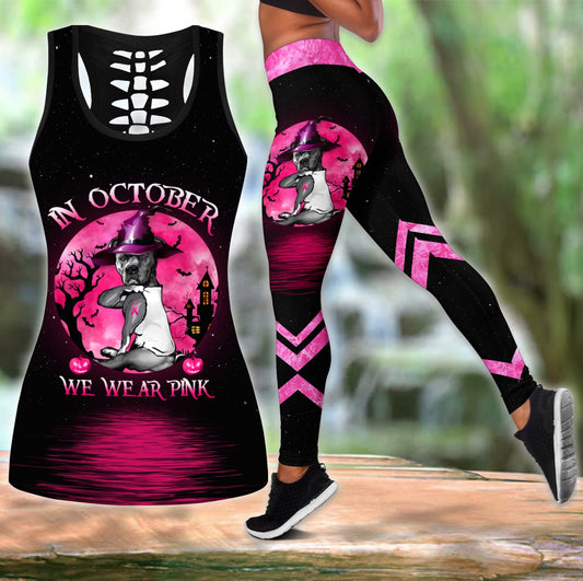 In October We Wear Pink Breast Cancer Awareness Combo Legging And Tank Top