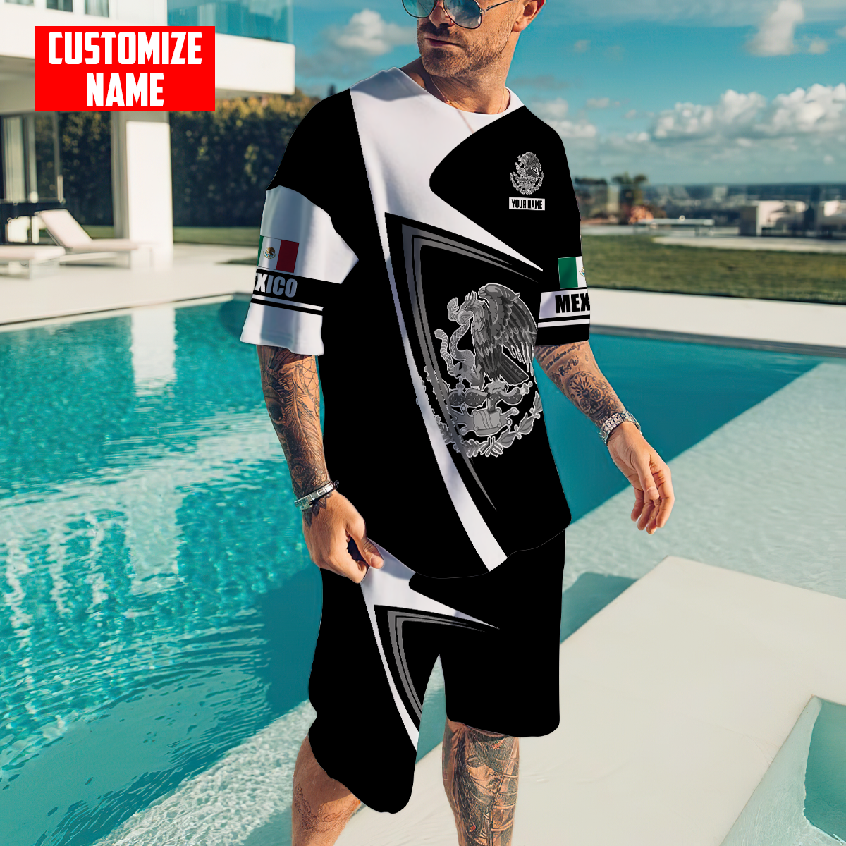 Personalized Name Mexico Combo T-shirt and Short 3D All Over Printed