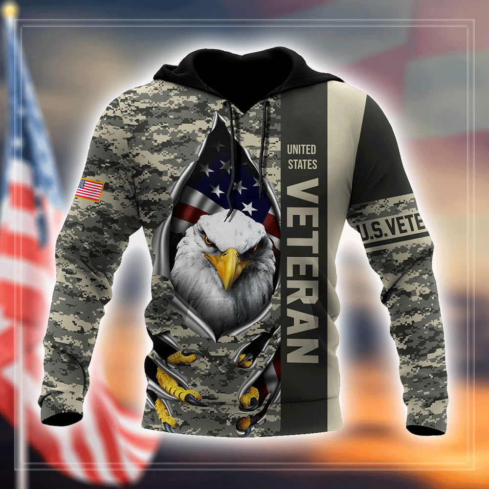 Eagle US Veteran 3D All Over Printed Hoodie
