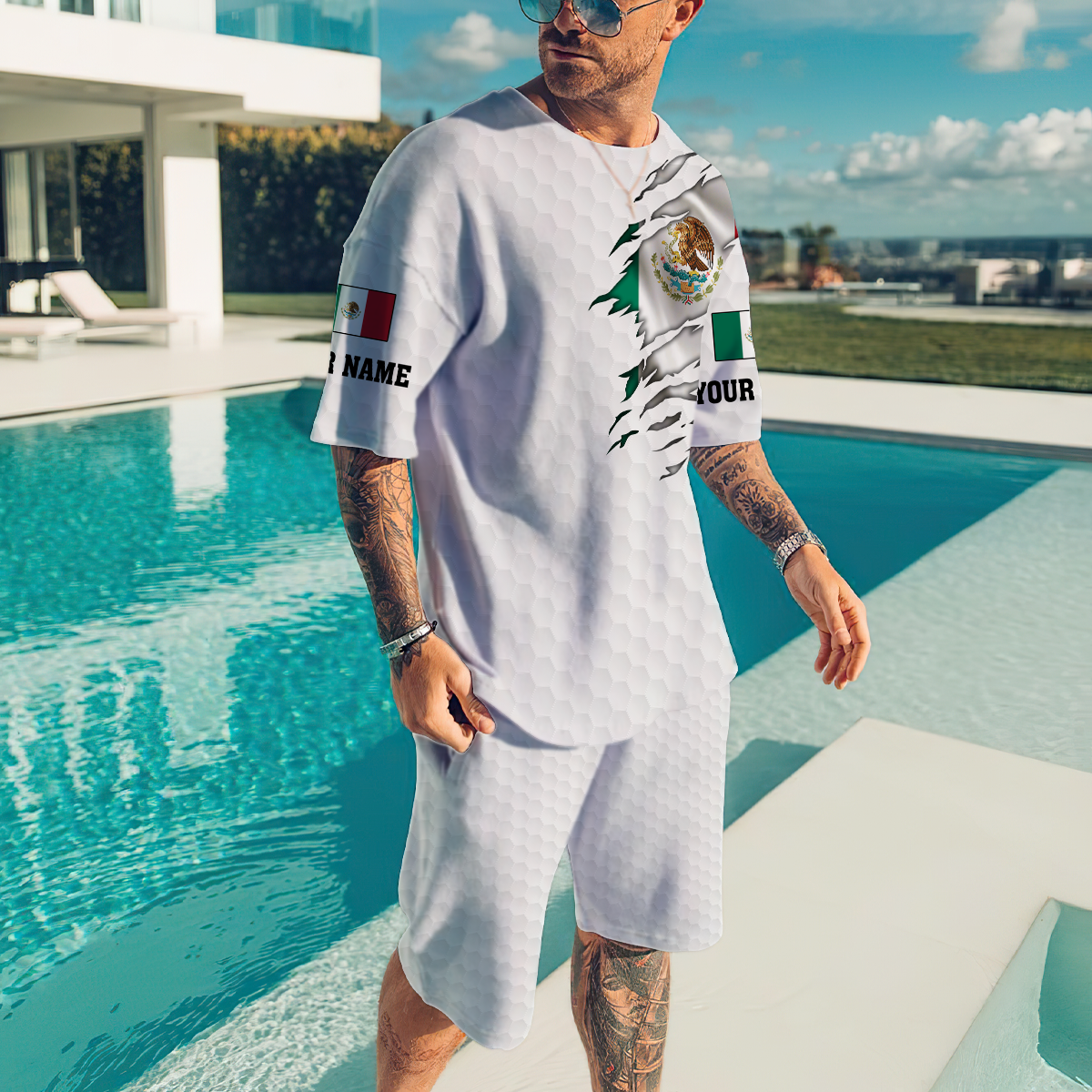 Personalized Name Mexico Combo T-shirt and Short 3D All Over Printed