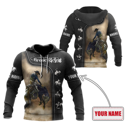 Personalized Name Rodeo 3D All Over Printed Unisex Shirts Black Leather Texture