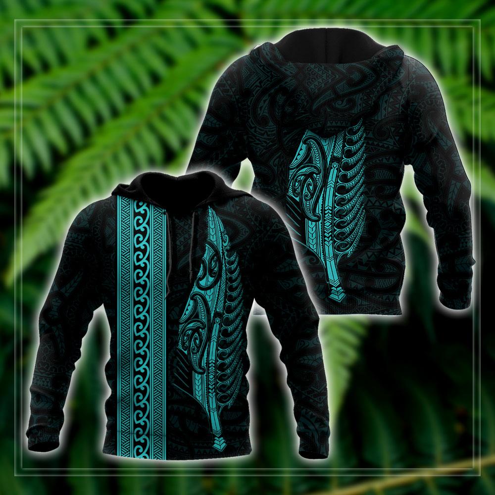 Maori Silver Fern Turquoise 3D Printed Unisex Shirts