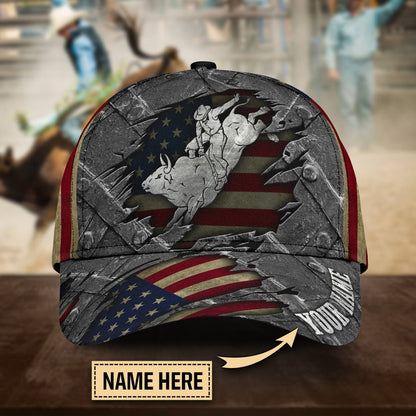 Personalized Name Bull Riding Classic Cap American Bull Rider