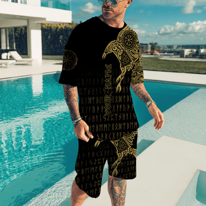 Premium Combo T Shirt Broad Short Raven Of Odin Tattoo 3D All Over Printed